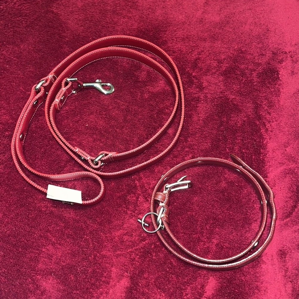 Coach Red Leash Large / XL Coach Collar Duo